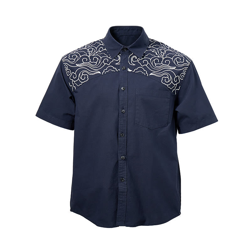 Streetwear Kurzarmhemd mit Wolkenstickerei - image 15