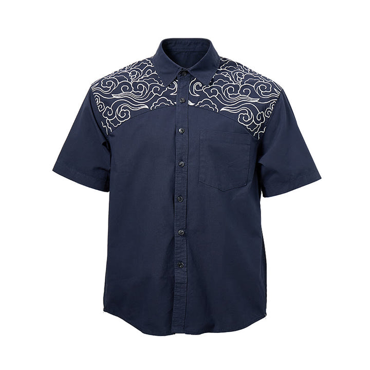 Streetwear Kurzarmhemd mit Wolkenstickerei - image 15