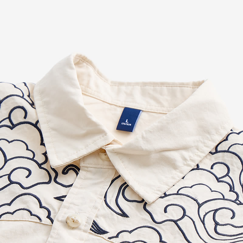 Streetwear Kurzarmhemd mit Wolkenstickerei - image 10