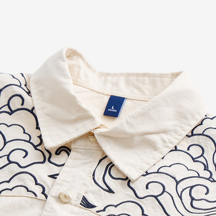 Streetwear Kurzarmhemd mit Wolkenstickerei - image 10