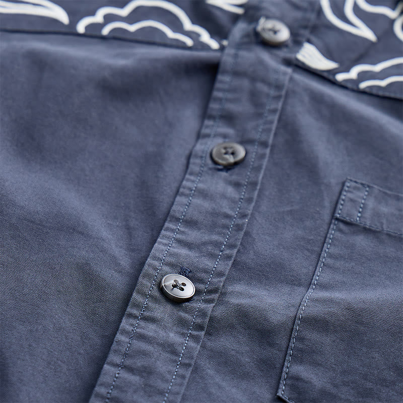 Streetwear Kurzarmhemd mit Wolkenstickerei - image 6