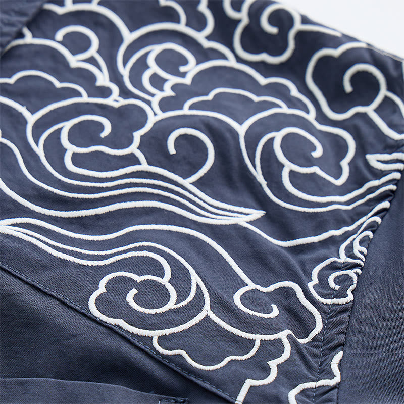 Streetwear Kurzarmhemd mit Wolkenstickerei - image 7