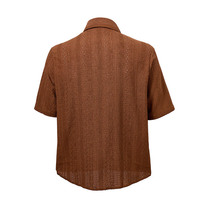 Retro-Jacquard-Strick-Freizeithemd mit Knopfleiste - image 11