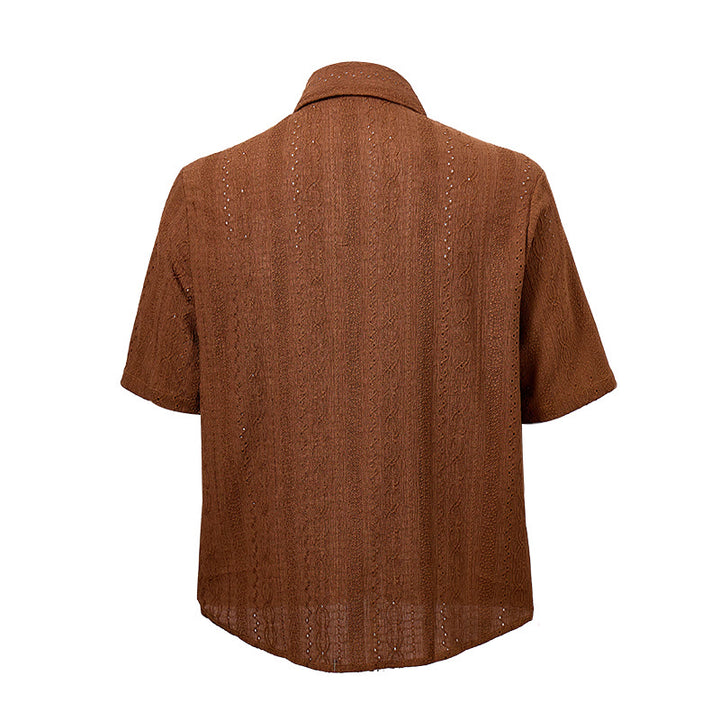 Retro-Jacquard-Strick-Freizeithemd mit Knopfleiste - image 11