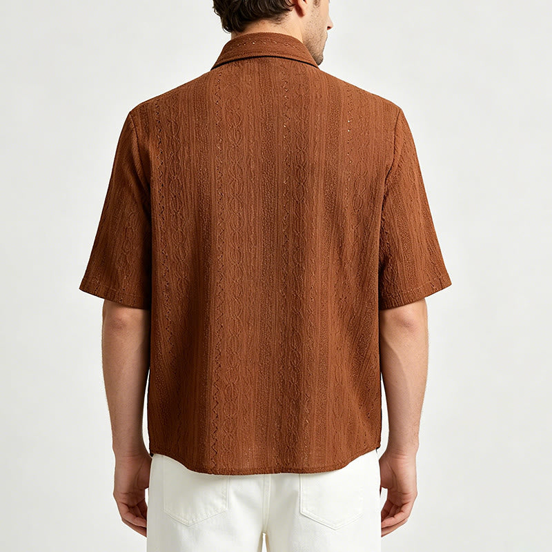Retro-Jacquard-Strick-Freizeithemd mit Knopfleiste - image 3