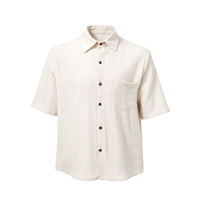 Retro-Jacquard-Strick-Freizeithemd mit Knopfleiste - image 12
