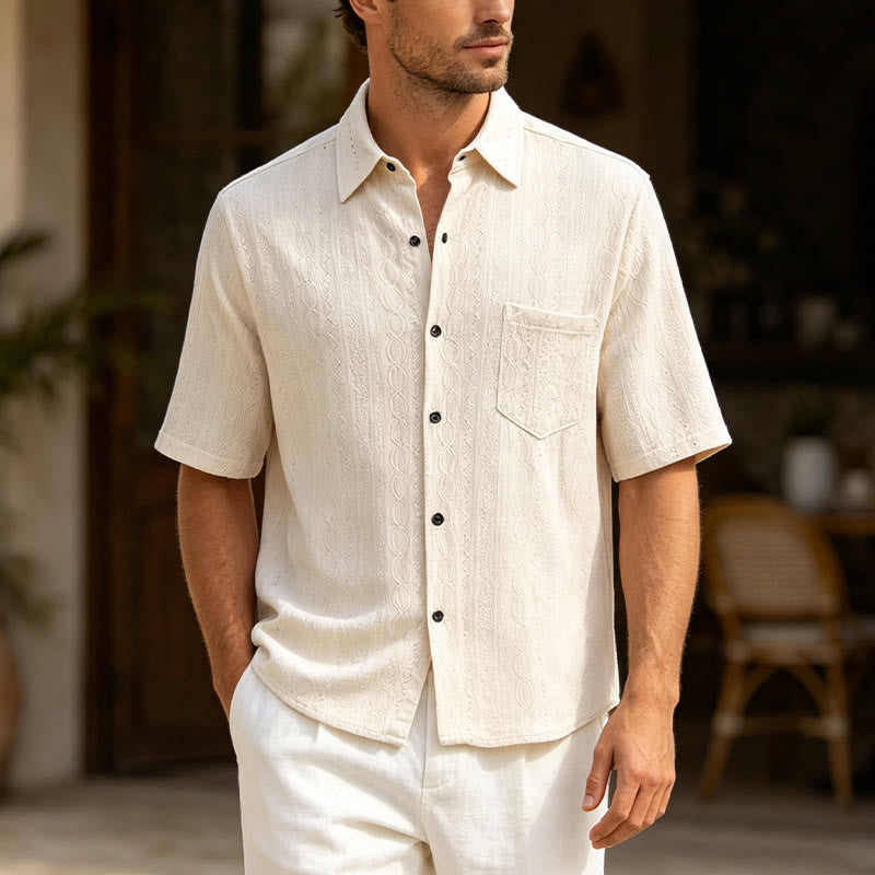Retro-Jacquard-Strick-Freizeithemd mit Knopfleiste - Elfenbein - 2XL - image 4