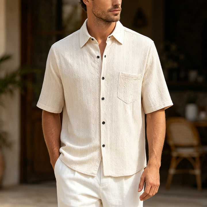 Retro-Jacquard-Strick-Freizeithemd mit Knopfleiste - Elfenbein - 2XL - image 4
