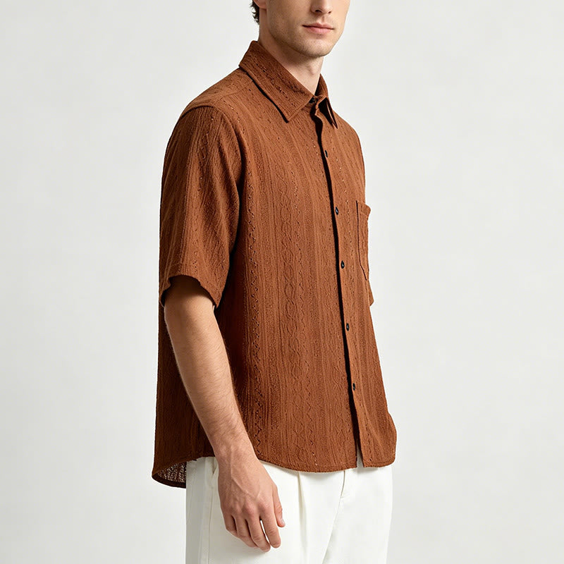 Retro-Jacquard-Strick-Freizeithemd mit Knopfleiste - image 2