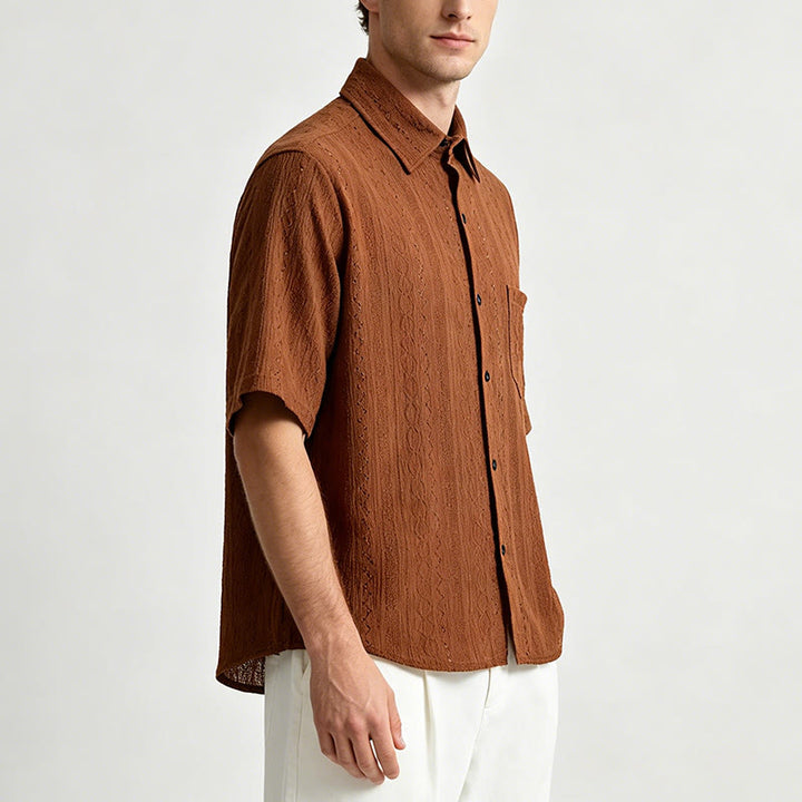 Retro-Jacquard-Strick-Freizeithemd mit Knopfleiste - image 2