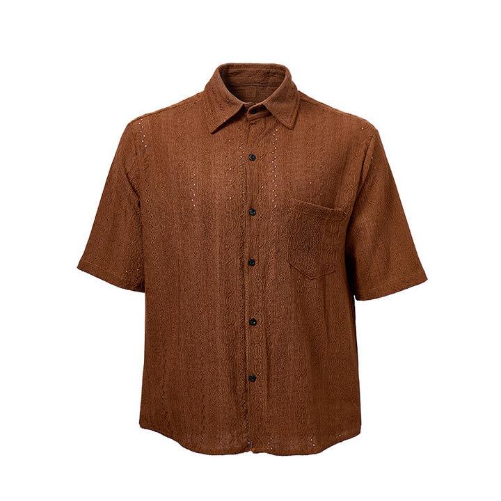 Retro-Jacquard-Strick-Freizeithemd mit Knopfleiste - image 10