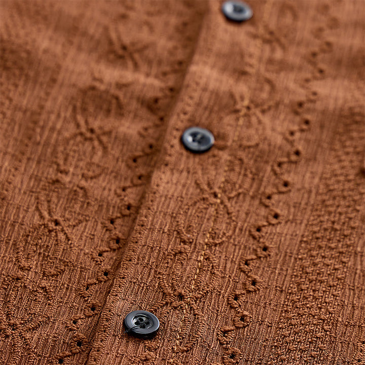 Retro-Jacquard-Strick-Freizeithemd mit Knopfleiste - image 6