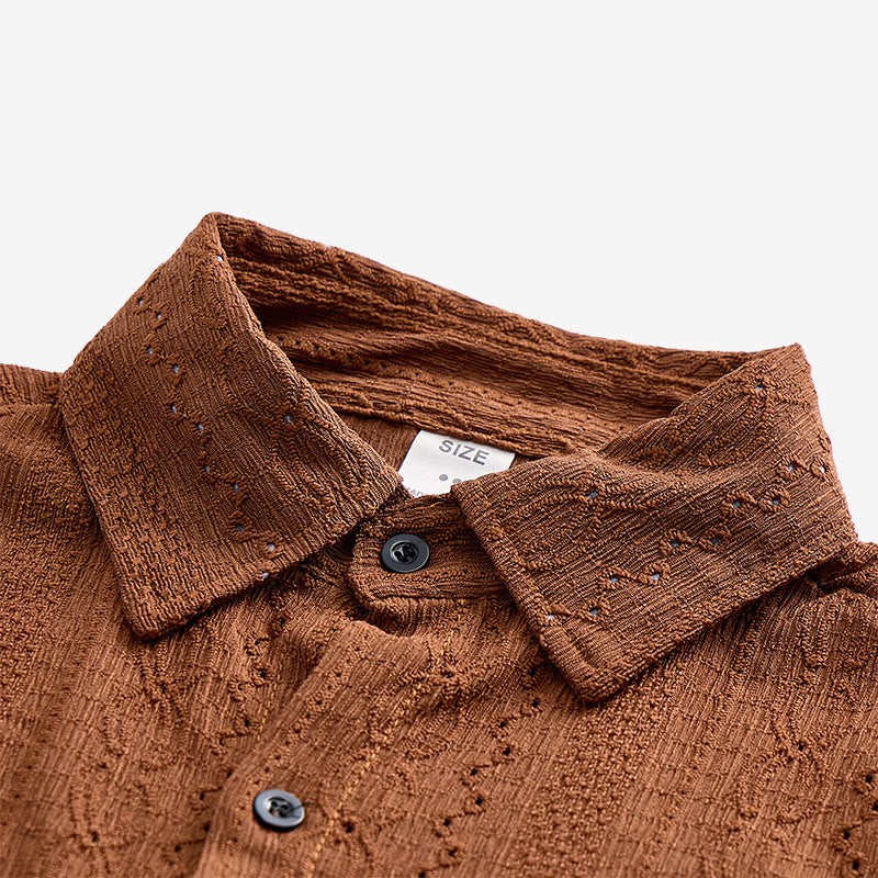 Retro-Jacquard-Strick-Freizeithemd mit Knopfleiste - image 5