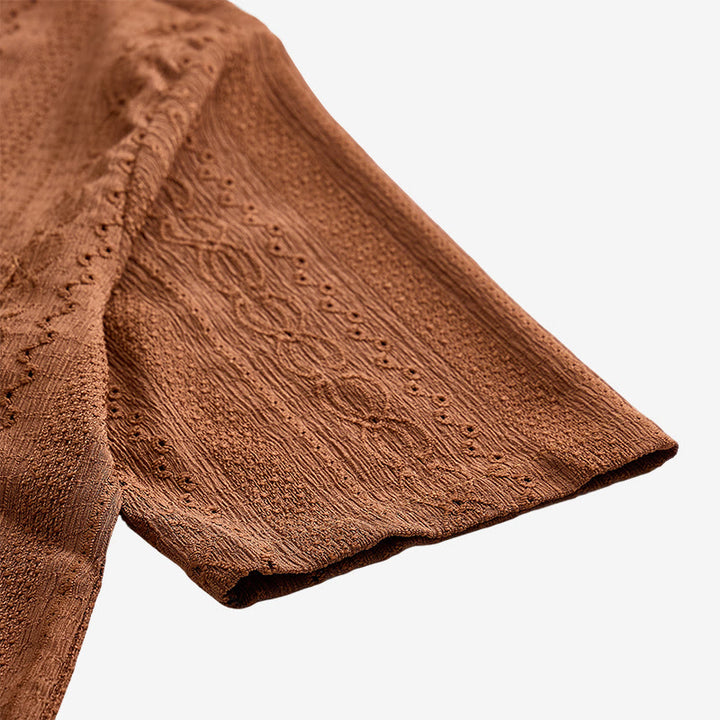 Retro-Jacquard-Strick-Freizeithemd mit Knopfleiste - image 9