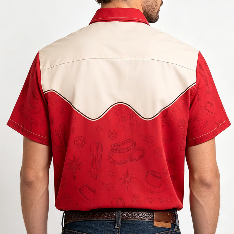 Herrenhemd im Vintage-Western-Stil mit Kaktus- und Katzenmotiv - image 3