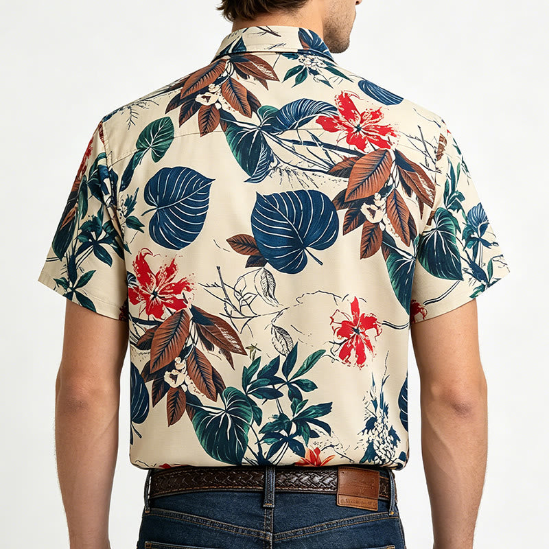 Herrenhemd mit tropischem botanischem Print in Creme - image 3