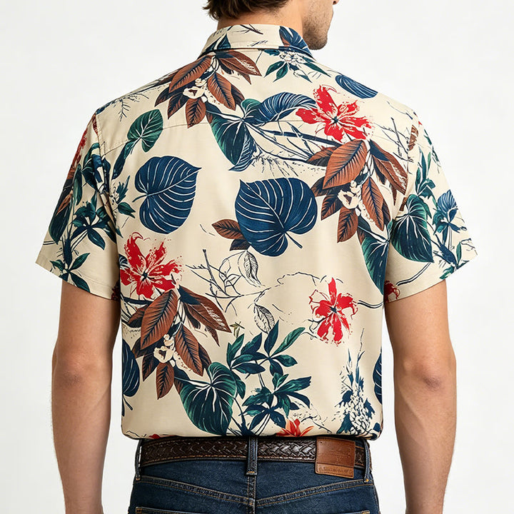 Herrenhemd mit tropischem botanischem Print in Creme - image 3