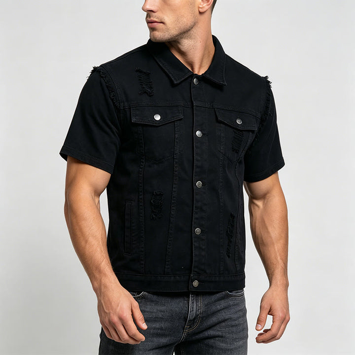 Ärmellose, zerrissene Jeansweste für Herren im Used-Look - image 2