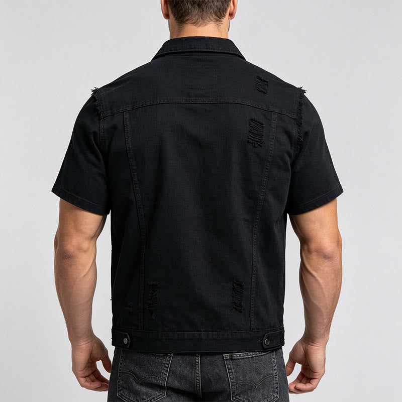 Ärmellose, zerrissene Jeansweste für Herren im Used-Look - image 3