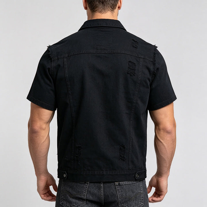 Ärmellose, zerrissene Jeansweste für Herren im Used-Look - image 3