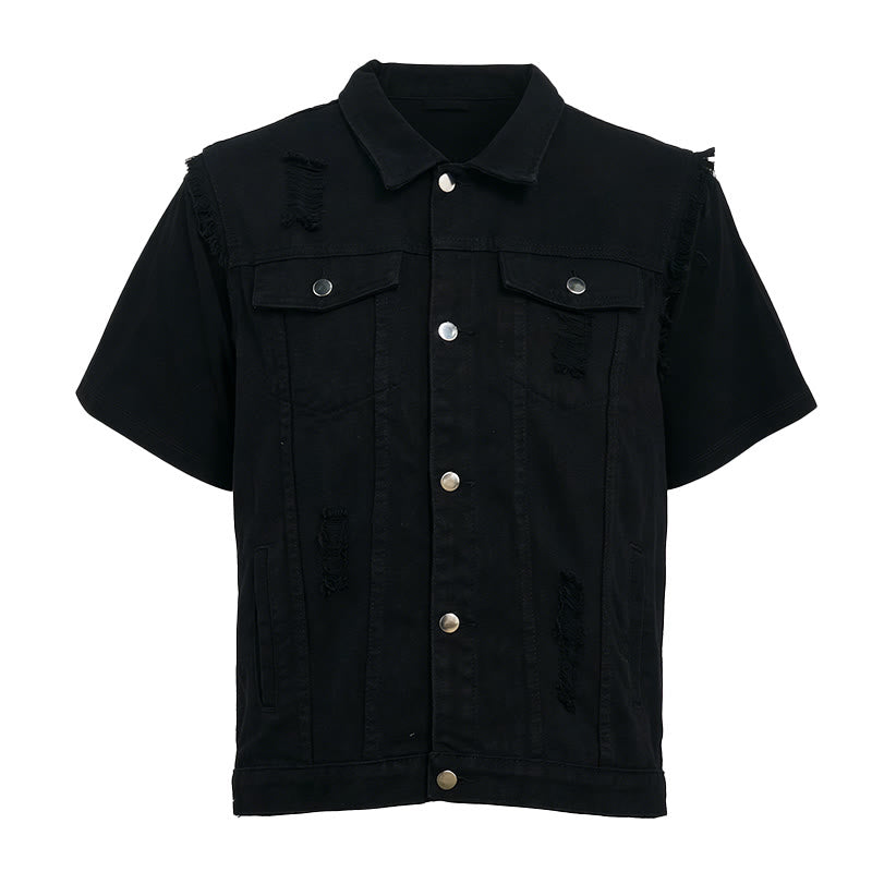 Ärmellose, zerrissene Jeansweste für Herren im Used-Look - image 5