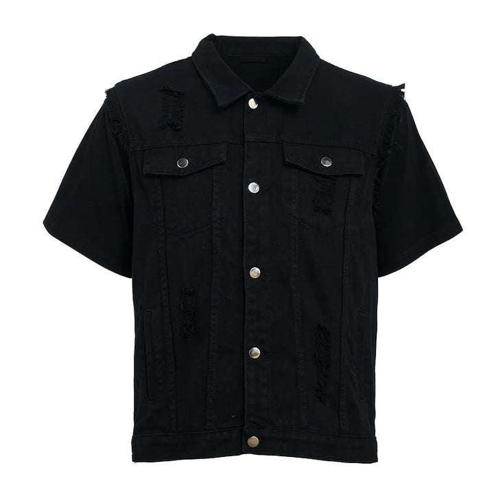 Ärmellose, zerrissene Jeansweste für Herren im Used-Look - image 5