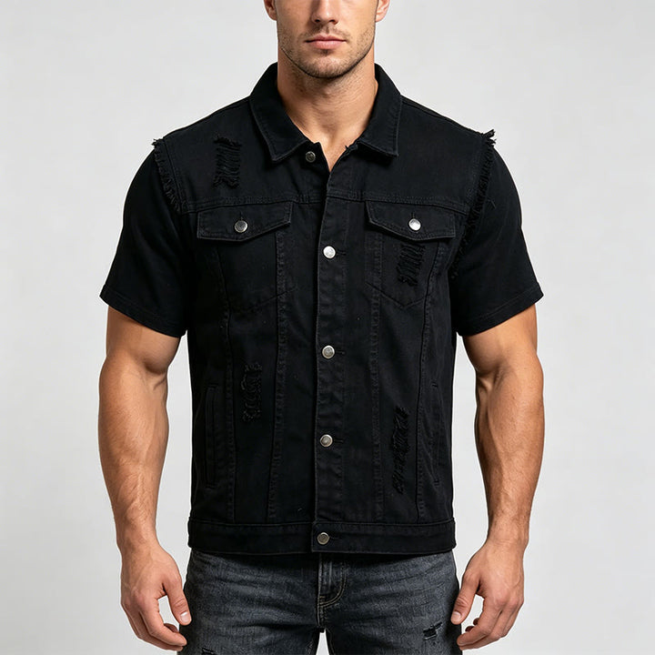 Ärmellose, zerrissene Jeansweste für Herren im Used-Look - image 1
