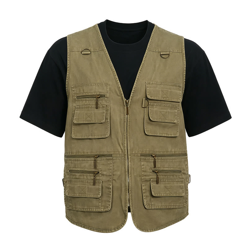 Herren-Outdoorweste aus gewaschenem Canvas mit mehreren Reißverschlusstaschen - image 7
