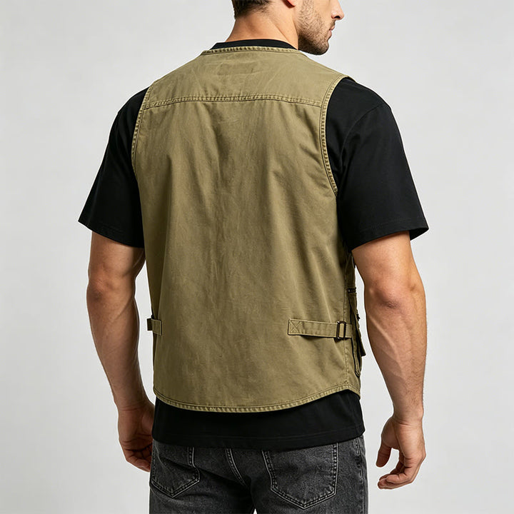 Herren-Outdoorweste aus gewaschenem Canvas mit mehreren Reißverschlusstaschen - image 3