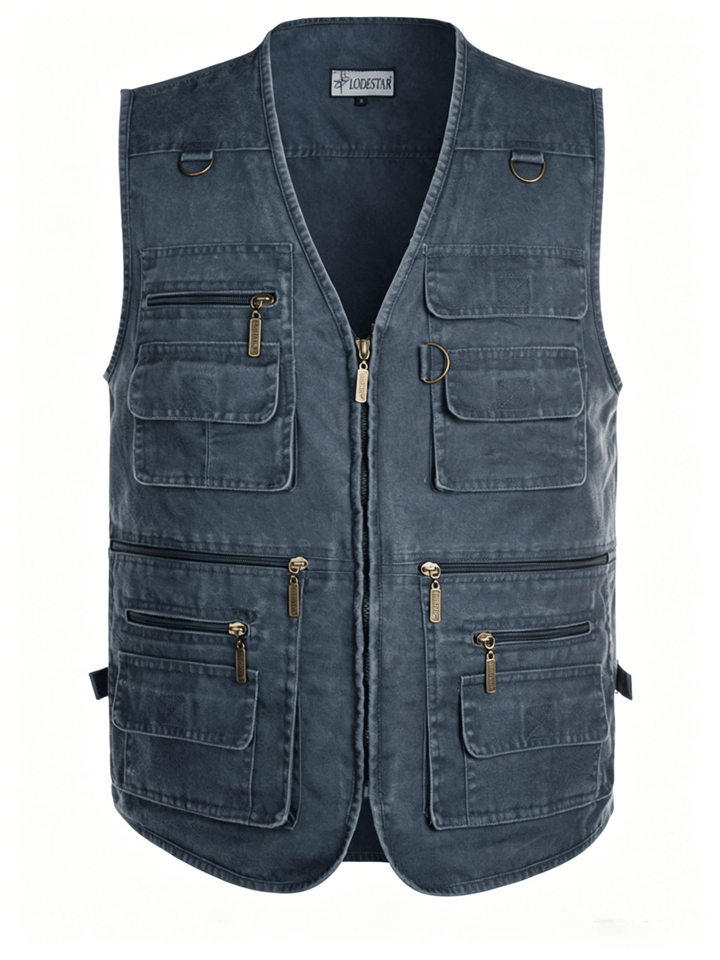 Herren-Outdoorweste aus gewaschenem Canvas mit mehreren Reißverschlusstaschen - image 11