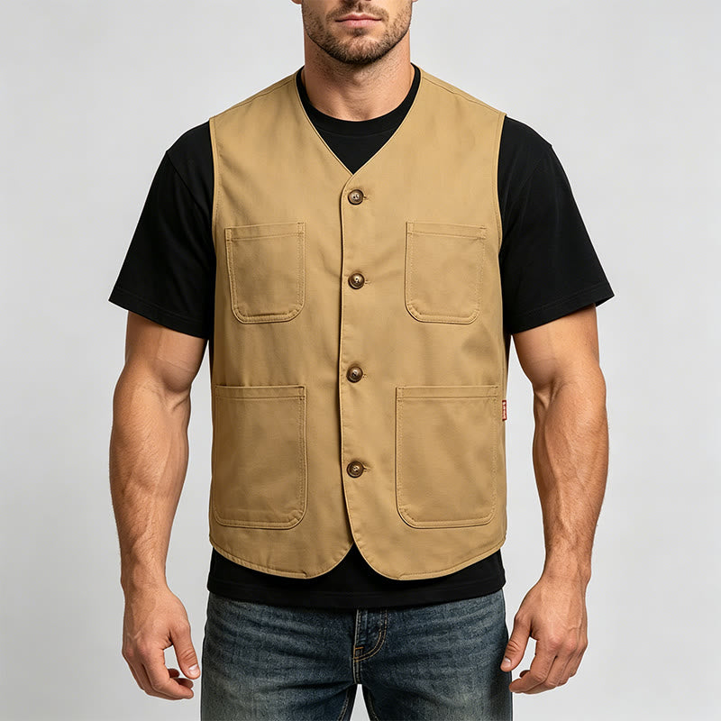 Leichte Outdoor-Arbeitsweste für Herren mit Knöpfen - image 1