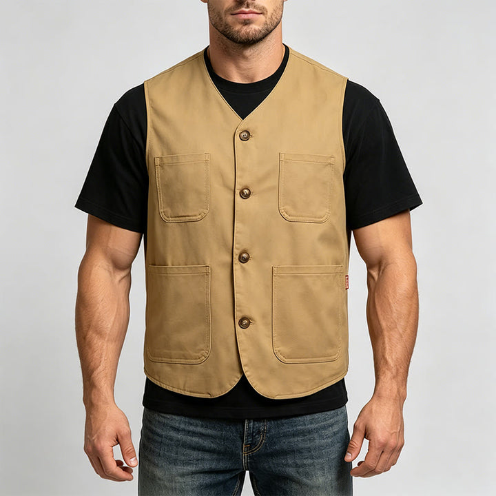 Leichte Outdoor-Arbeitsweste für Herren mit Knöpfen - image 1