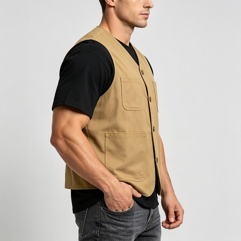 Leichte Outdoor-Arbeitsweste für Herren mit Knöpfen - image 2