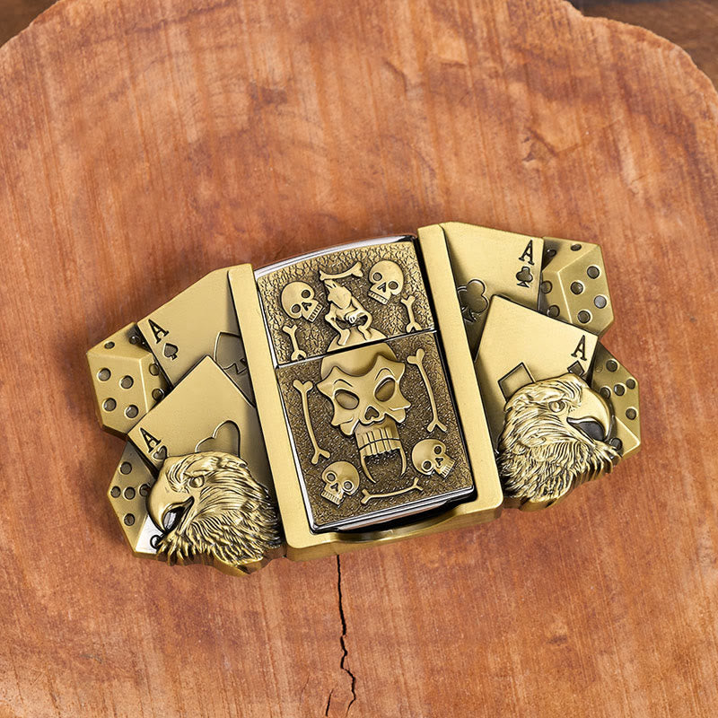 Herren-Gürtel aus Leder mit Adler-Würfel-Totenkopf-Motiv und verstecktem Feuerzeug zum Selbermachen - image 8