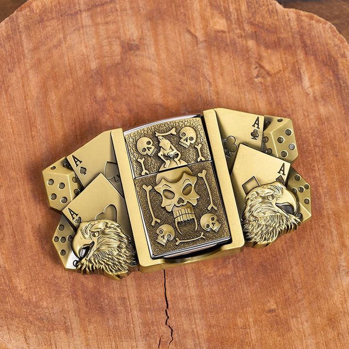 Herren-Gürtel aus Leder mit Adler-Würfel-Totenkopf-Motiv und verstecktem Feuerzeug zum Selbermachen - image 8