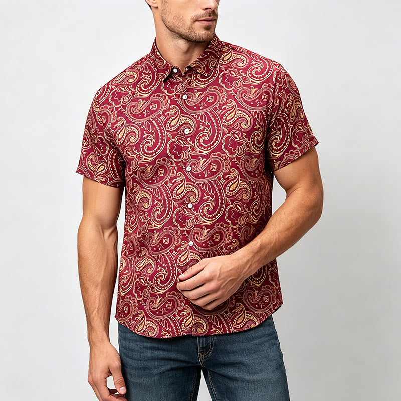 Glänzendes, luxuriöses Herrenhemd im Vintage-Paisley-Muster - image 1