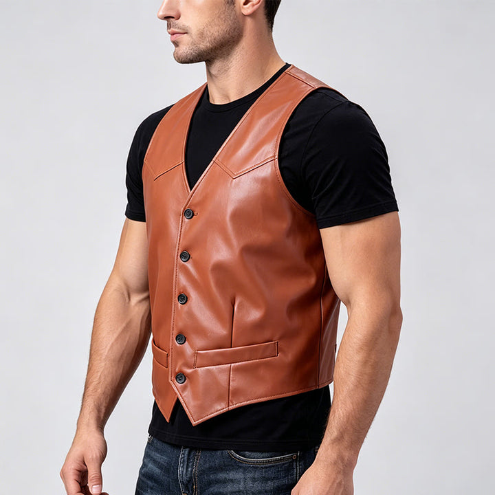 Zeitlose Herren-Lederweste im Western-Stil - image 1