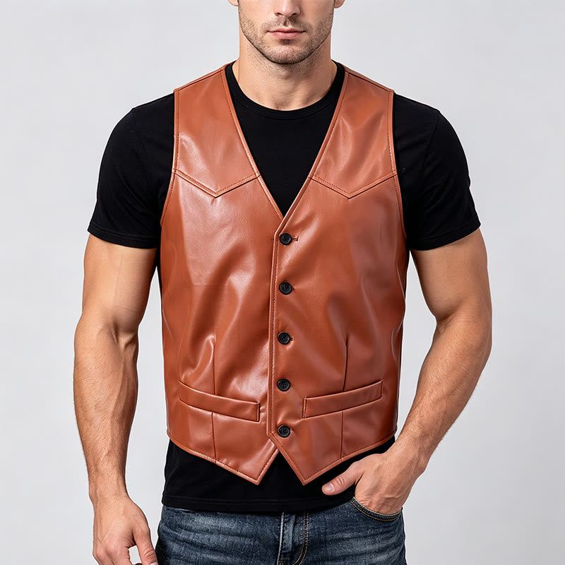 Zeitlose Herren-Lederweste im Western-Stil - image 3