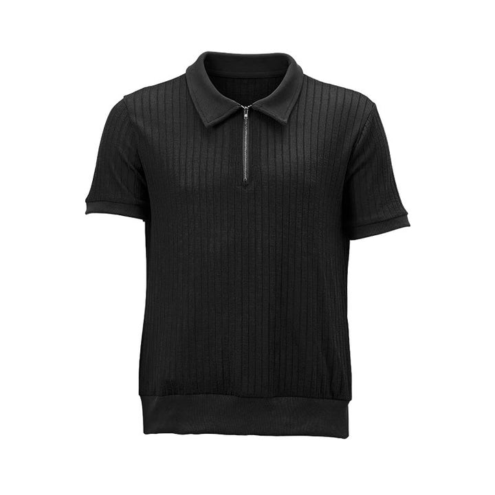 Herren-Poloshirt mit vertikal geripptem Strickmuster und Reißverschluss am Kragen - image 14