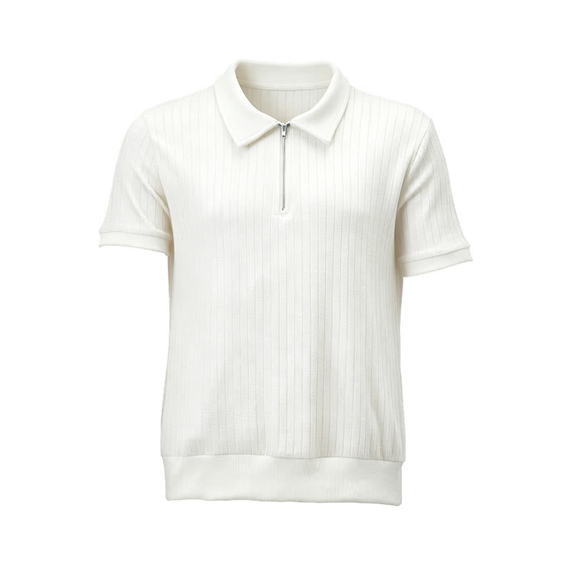Herren-Poloshirt mit vertikal geripptem Strickmuster und Reißverschluss am Kragen - image 15