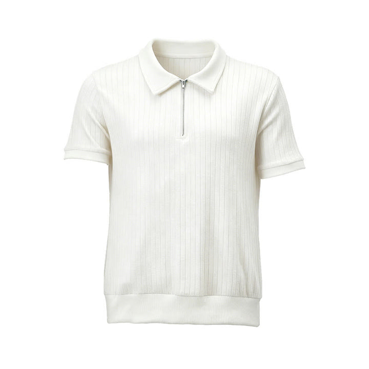 Herren-Poloshirt mit vertikal geripptem Strickmuster und Reißverschluss am Kragen - image 15