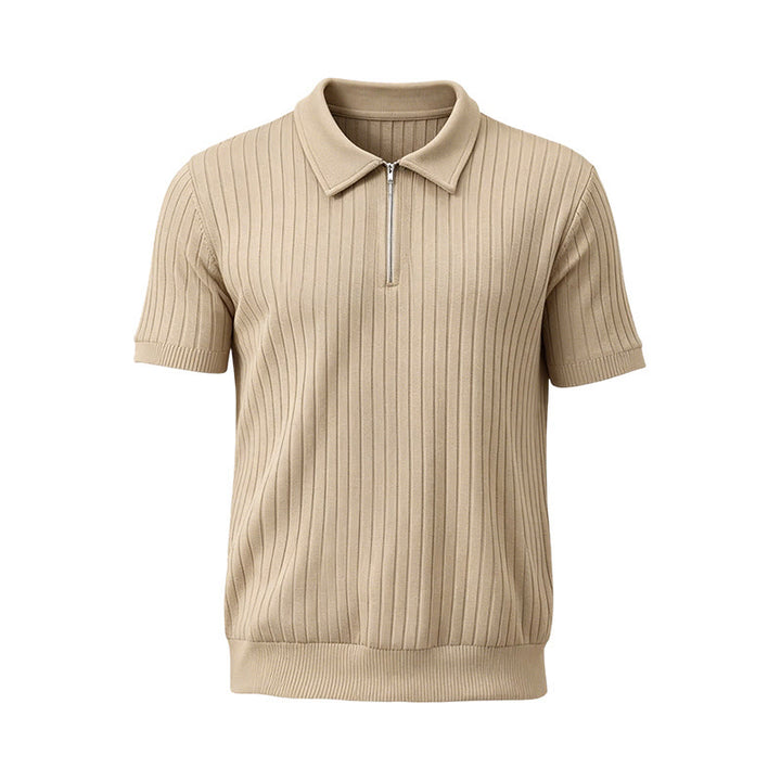 Herren-Poloshirt mit vertikal geripptem Strickmuster und Reißverschluss am Kragen - image 18