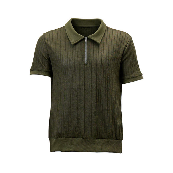 Herren-Poloshirt mit vertikal geripptem Strickmuster und Reißverschluss am Kragen - image 12