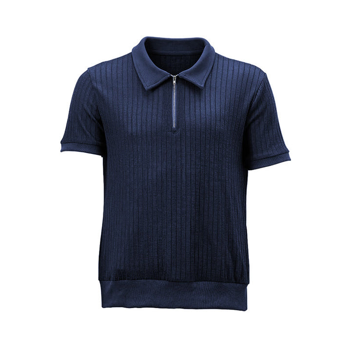 Herren-Poloshirt mit vertikal geripptem Strickmuster und Reißverschluss am Kragen - image 17