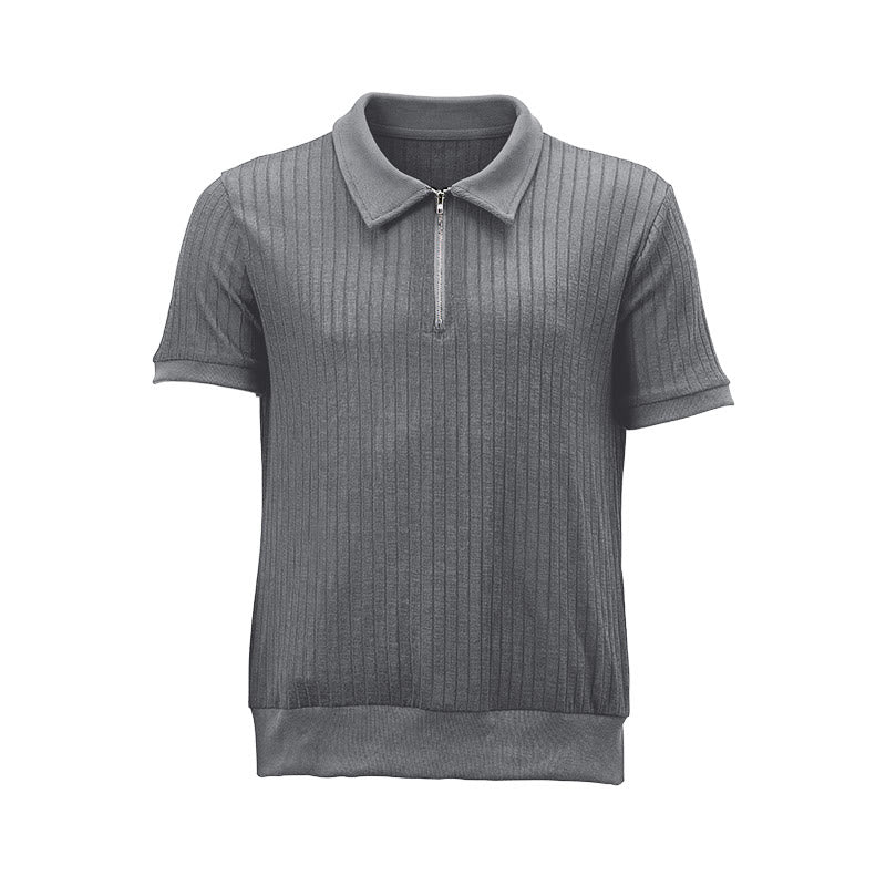 Herren-Poloshirt mit vertikal geripptem Strickmuster und Reißverschluss am Kragen - image 16