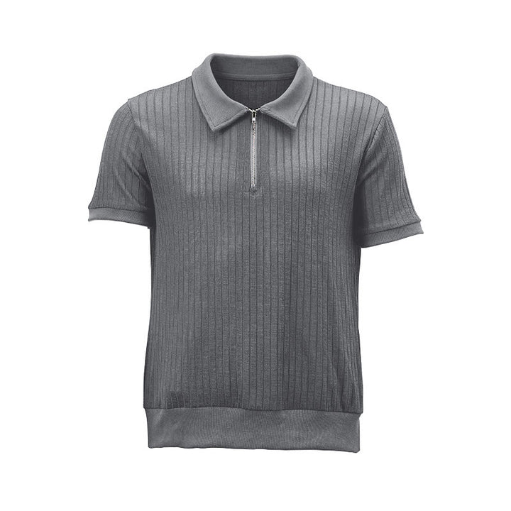 Herren-Poloshirt mit vertikal geripptem Strickmuster und Reißverschluss am Kragen - image 16