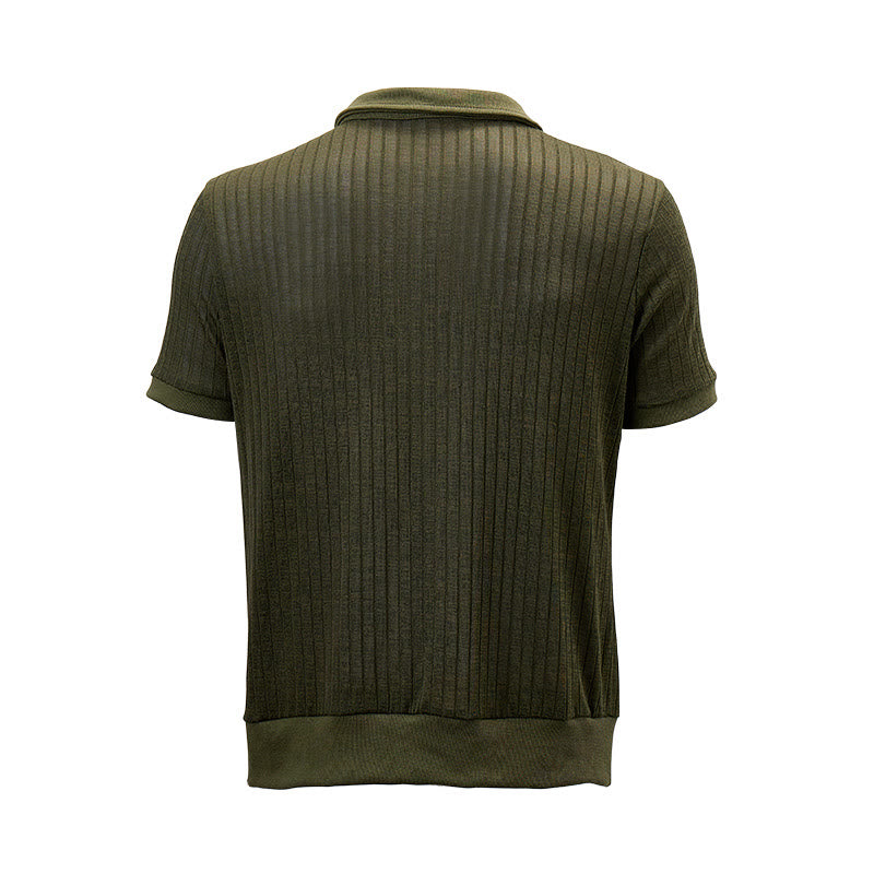 Herren-Poloshirt mit vertikal geripptem Strickmuster und Reißverschluss am Kragen - image 13