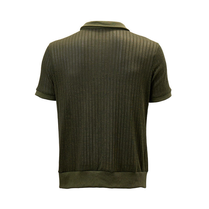 Herren-Poloshirt mit vertikal geripptem Strickmuster und Reißverschluss am Kragen - image 13
