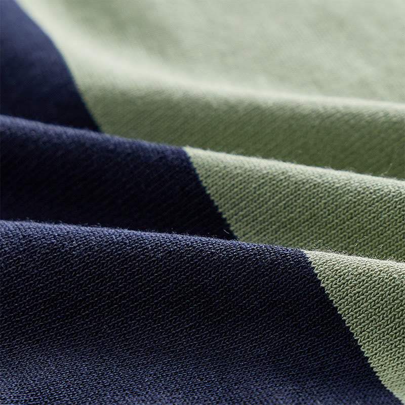 Retro-Poloshirt für Herren in Marineblau und Salbeigrün mit Farbblockstreifen - image 6
