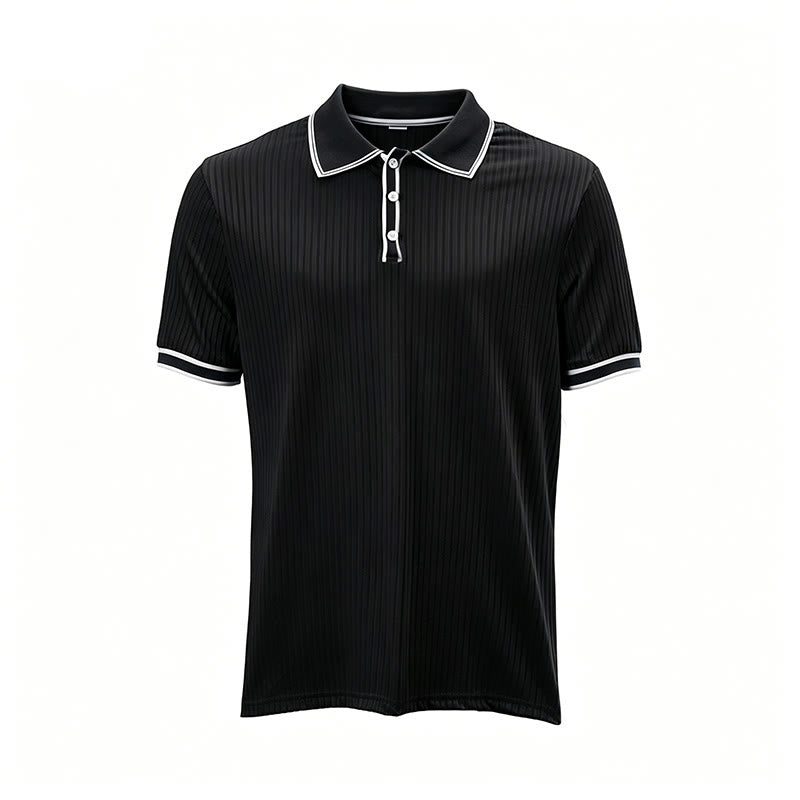 Minimalistisches Herren-Poloshirt aus Strick mit Kragen und Bündchen - image 18